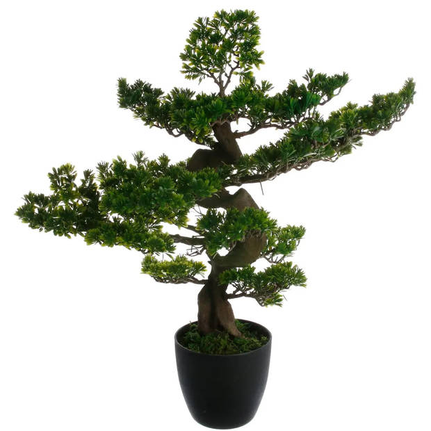 Atmosphera bonsai boom - in keramische pot - 80 cm - kunstplant - groen - Kunstplanten