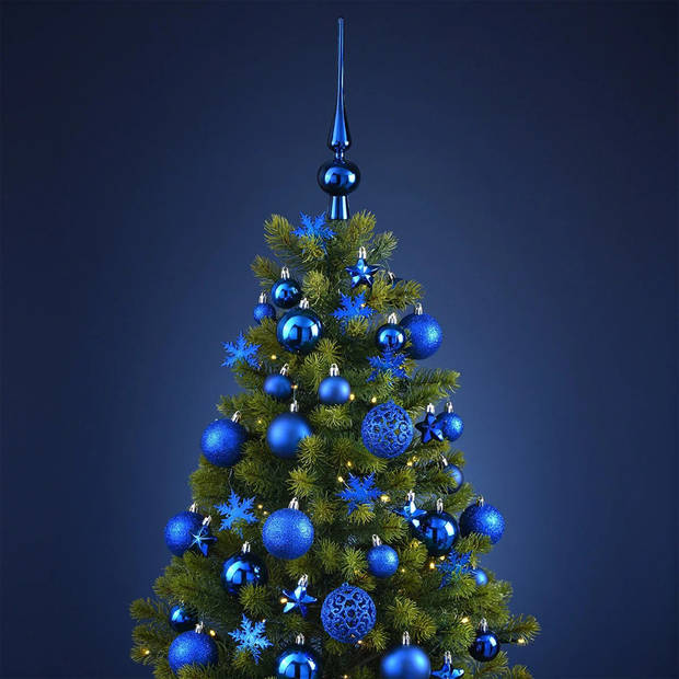 G. Wurm Kerstballen - 111 stuks - blauw - kunststof - 3-4-6 cm - Kerstbal