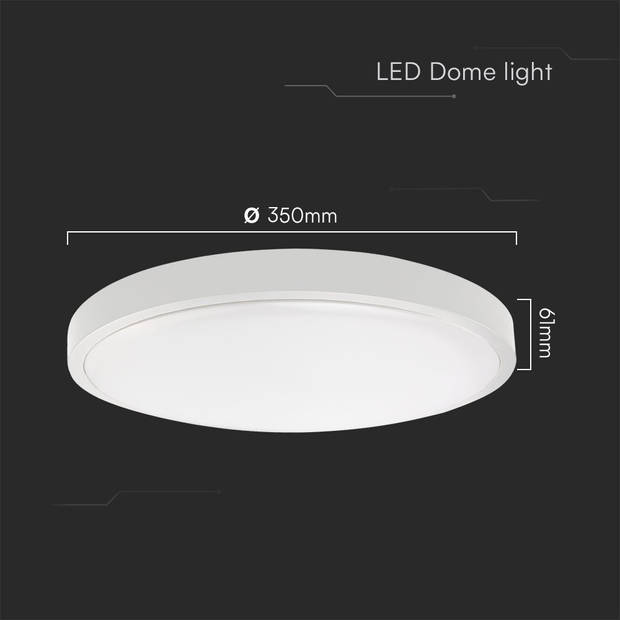 V-TAC VT-8630RD-S-W LED Ronde plafonniere - Samsung - IP44 - 350mm - Wit - 36 Watt - 3820 Lumen - 6500K - 5 Jaar