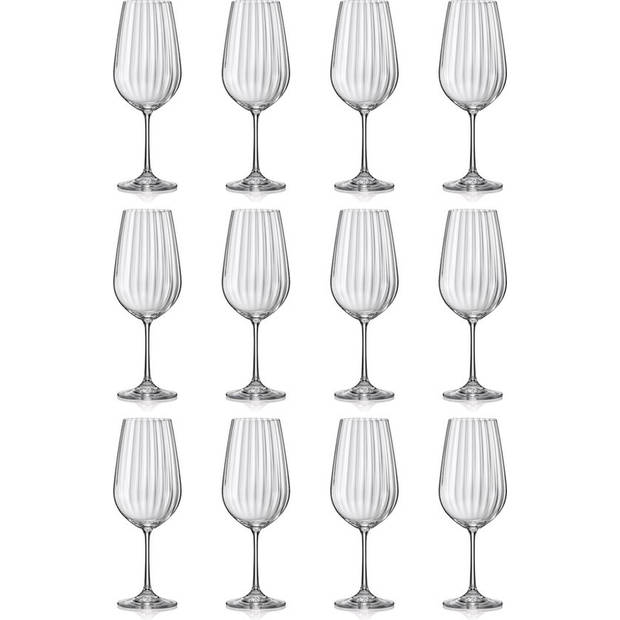 F2D Optic Luxe Wijnglas - Set van 12 - Elegante Kristalheldere Glazen - 55 cl - Ideaal voor Rode & Witte Wijn