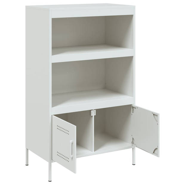 vidaXL Hoge kast 68x39x113 cm staal wit