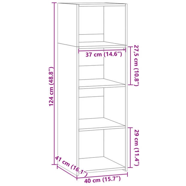 vidaXL Hoge kast 40x41x124 cm bewerkt hout zwart