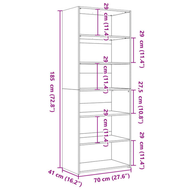 vidaXL Hoge kast 70x41x185 cm bewerkt hout zwart