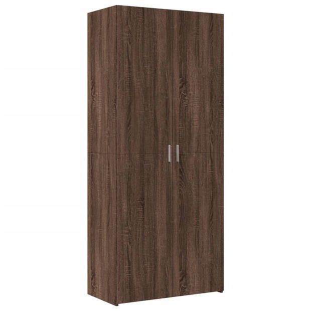 vidaXL Hoge kast 80x42,5x185 cm bewerkt hout bruin eikenkleurig