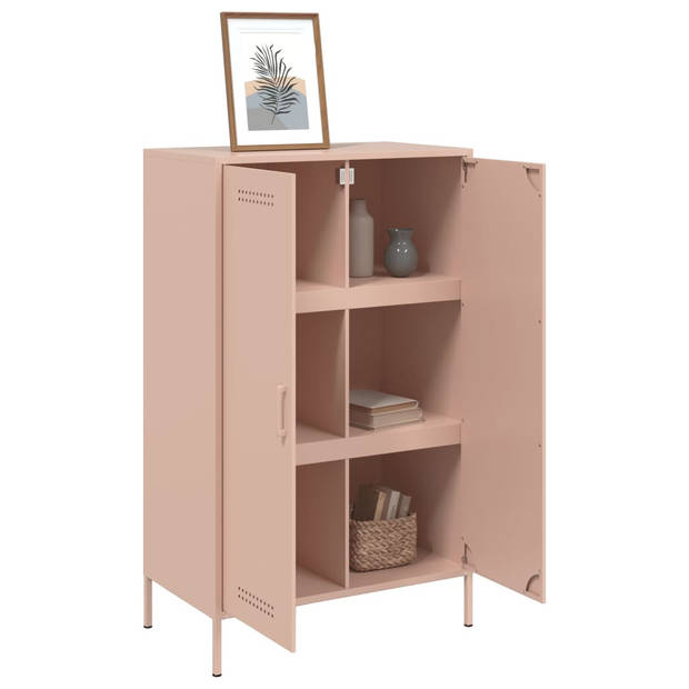 vidaXL Hoge kast 68x39x113 cm staal roze