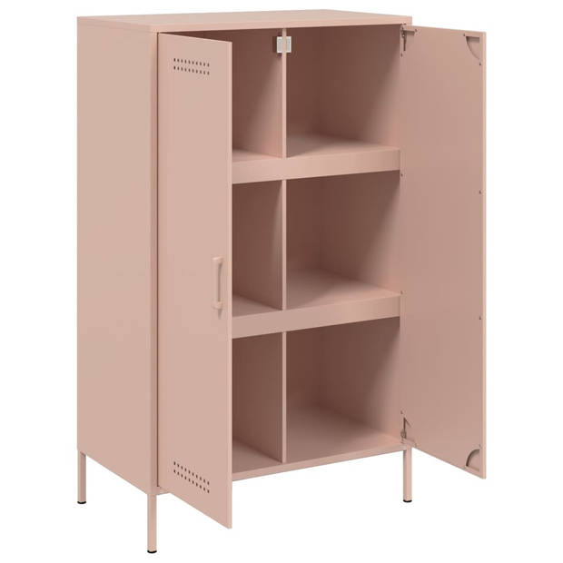 vidaXL Hoge kast 68x39x113 cm staal roze