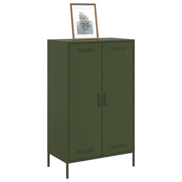 vidaXL Hoge kast 68x39x113 cm staal olijfgroen