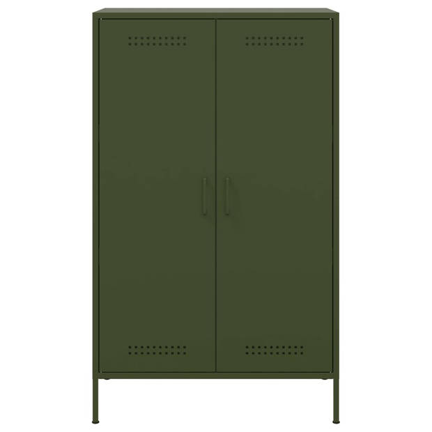 vidaXL Hoge kast 68x39x113 cm staal olijfgroen