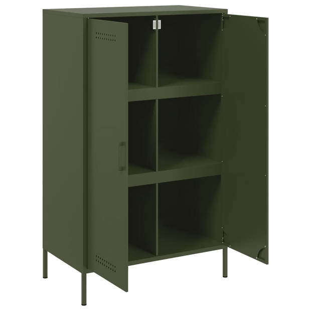 vidaXL Hoge kast 68x39x113 cm staal olijfgroen