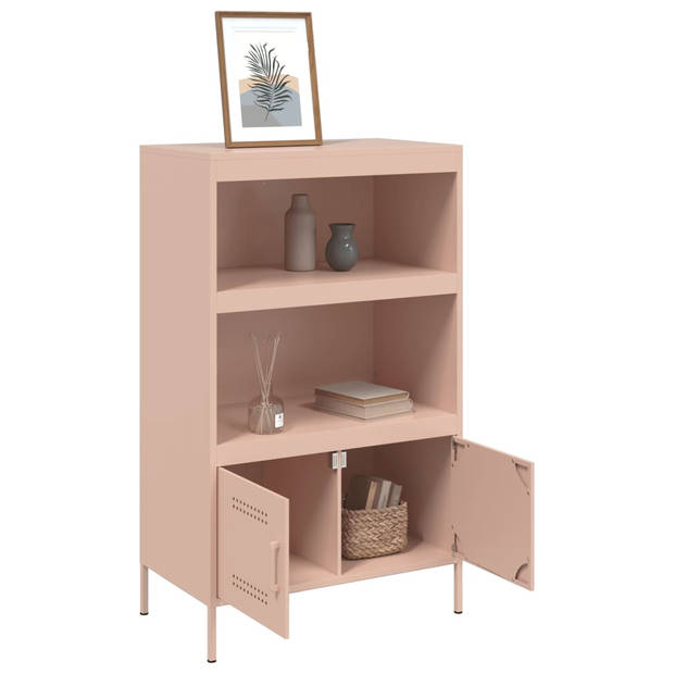 vidaXL Hoge kast 68x39x113 cm staal roze