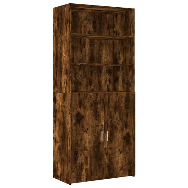 vidaXL Hoge kast 80x42,5x249 cm bewerkt hout gerookt eikenkleurig