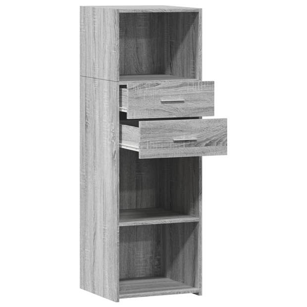 vidaXL Hoge kast 40x42,5x124 cm bewerkt hout grijs sonoma eikenkleurig