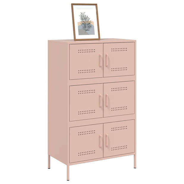 vidaXL Hoge kast 68x39x113 cm staal roze