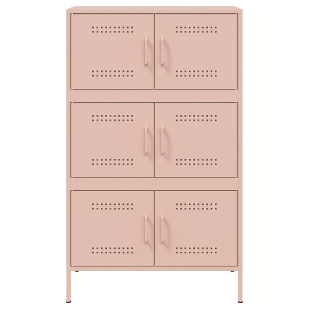 vidaXL Hoge kast 68x39x113 cm staal roze