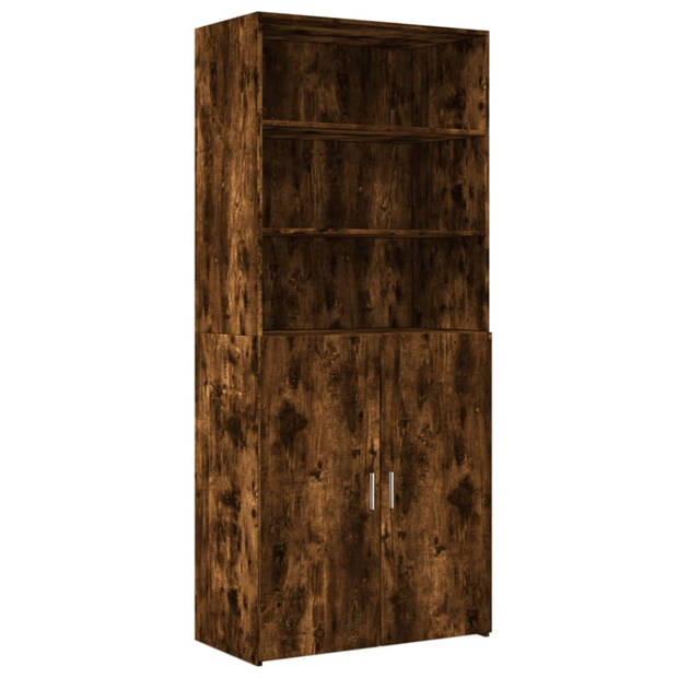 vidaXL Hoge kast 80x42,5x185 cm bewerkt hout gerookt eikenkleurig