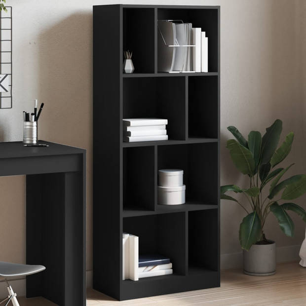 vidaXL Boekenkast 57x28,5x141 cm bewerkt hout zwart