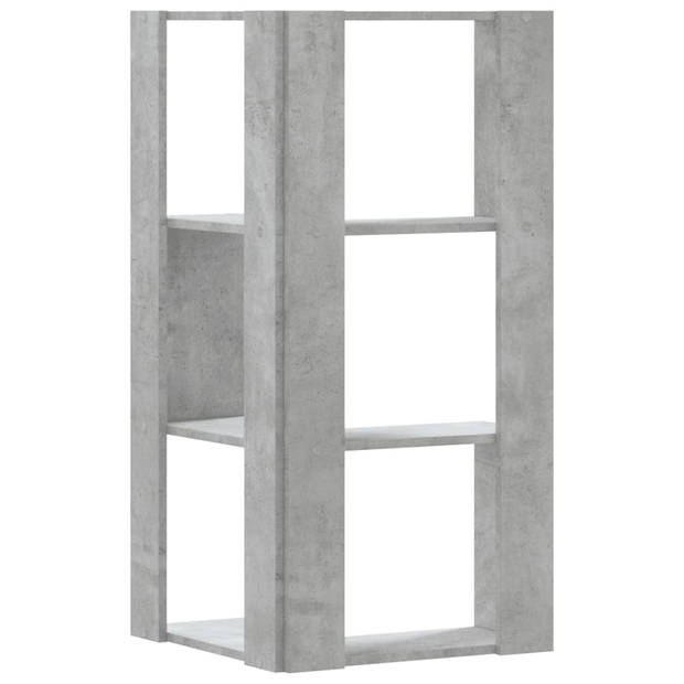 vidaXL Boekenkast 3-laags hoek 50x50x102 cm bewerkt hout betongrijs