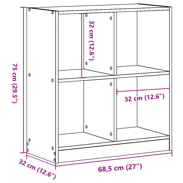 vidaXL Boekenkast 68,5x32x75 cm bewerkt hout zwart