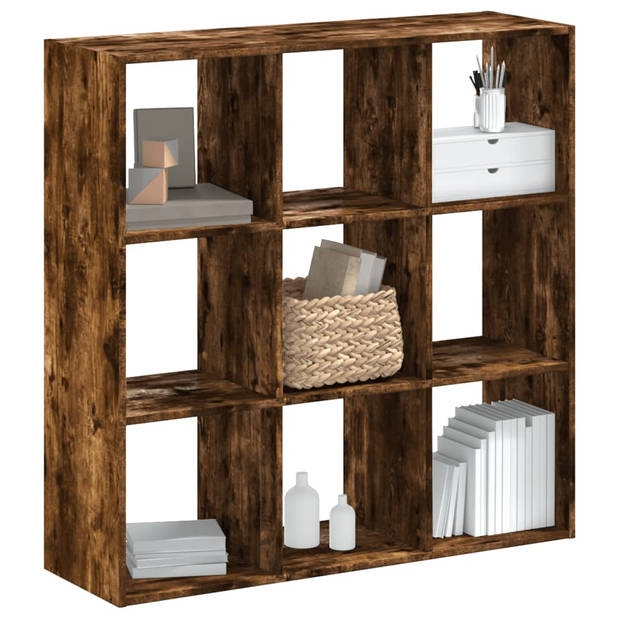 vidaXL Boekenkast 102x32x102 cm bewerkt hout gerookt eikenkleurig