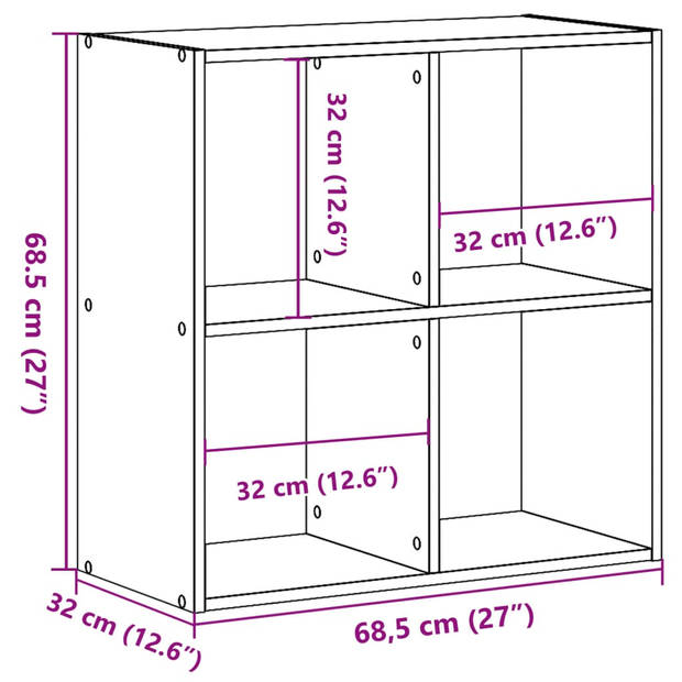 vidaXL Boekenkast 68,5x32x68,5 cm bewerkt hout zwart