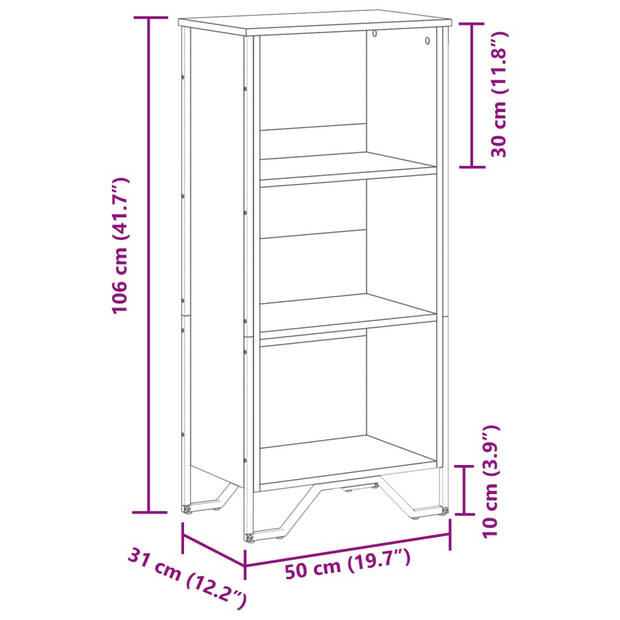 vidaXL Boekenkast 50x31x106 cm bewerkt hout zwart