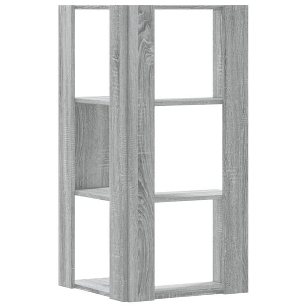 vidaXL Boekenkast 3-laags hoek 50x50x102 cm bewerkt hout grijs sonoma