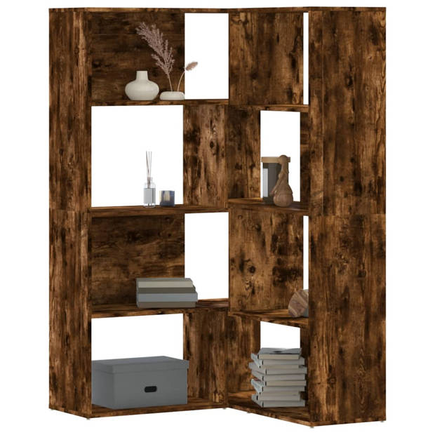 vidaXL Boekenkast 4-laags hoek 85x85x140 cm bewerkt hout gerookt eiken