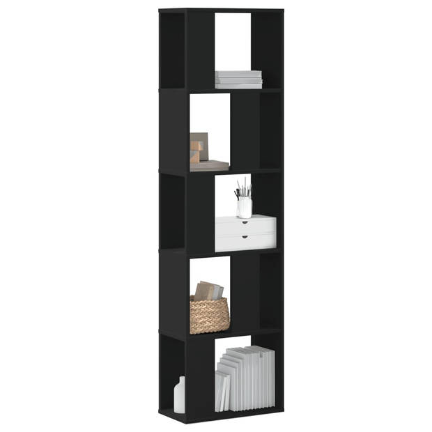 vidaXL Boekenkast 5-laags 45x23,5x162,5 cm bewerkt hout zwart