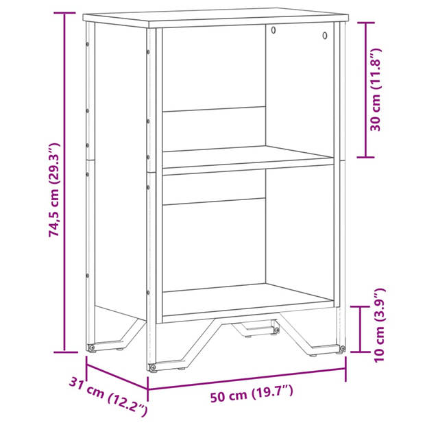 vidaXL Boekenkast 50x31x74,5 cm bewerkt hout zwart