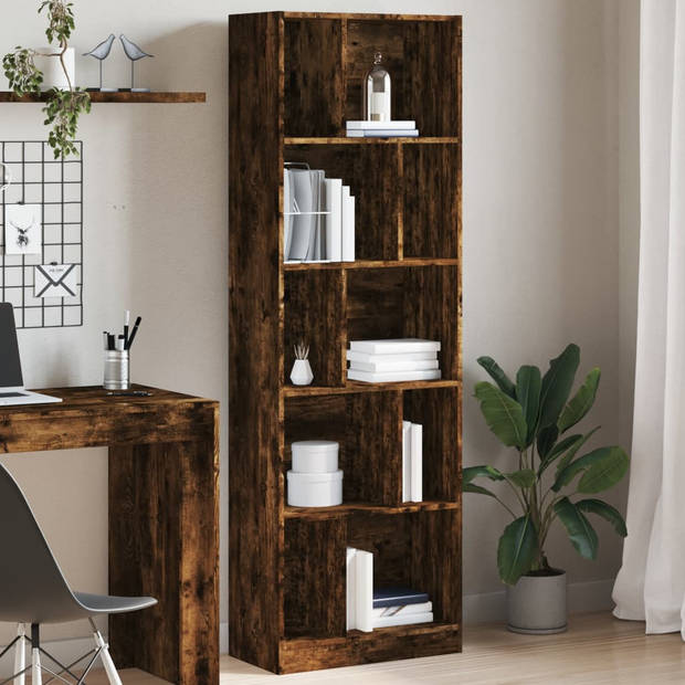 vidaXL Boekenkast 57x28,5x174 cm bewerkt hout gerookt eikenkleurig