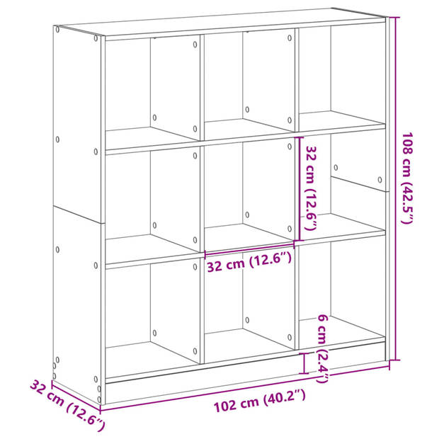 vidaXL Boekenkast 102x32x108 cm bewerkt hout wit