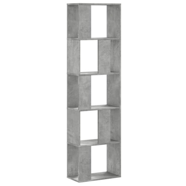 vidaXL Boekenkast 5-laags 45x23,5x162,5 cm bewerkt hout betongrijs