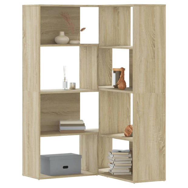 vidaXL Boekenkast 4-laags hoek 85x85x140 cm bewerkt hout sonoma eiken