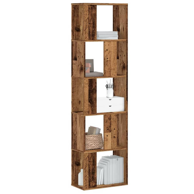 vidaXL Boekenkast 5-laags 45x23,5x162,5 cm bewerkt hout oud hout