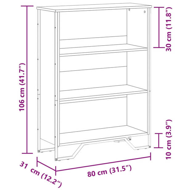 vidaXL Boekenkast 80x31x106 cm bewerkt hout bruin eikenkleurig