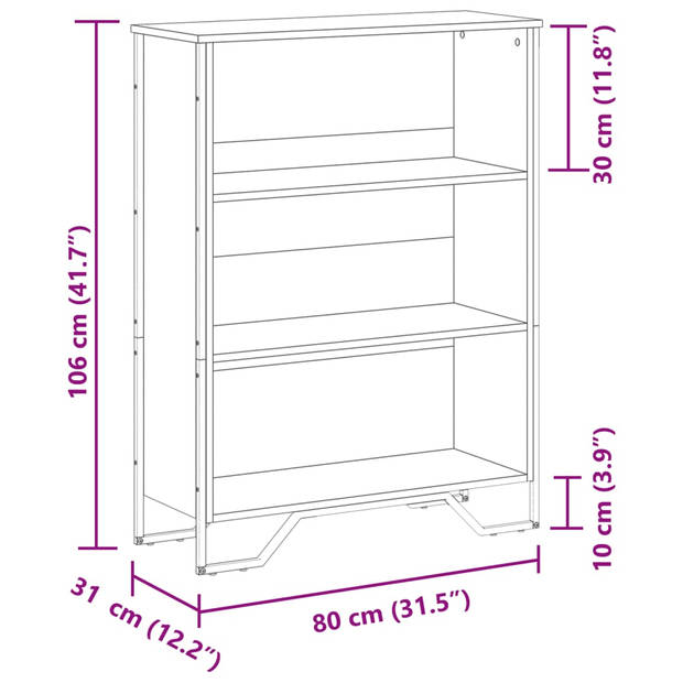 vidaXL Boekenkast 80x31x106 cm bewerkt hout sonoma eikenkleurig