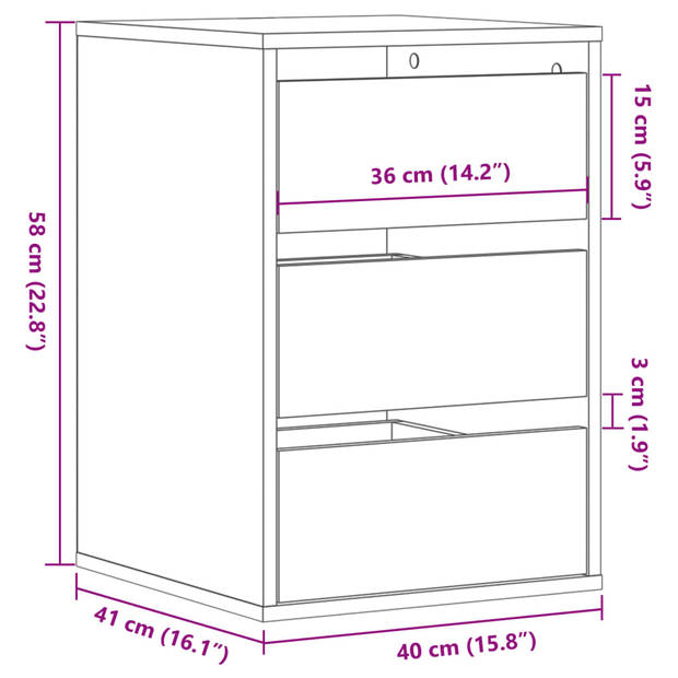 vidaXL Ladekast 40x41x58 cm bewerkt hout wit