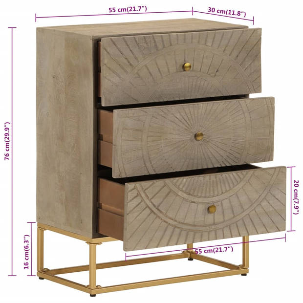 vidaXL Ladekastje 55x30x76 cm massief mangohout en ijzer