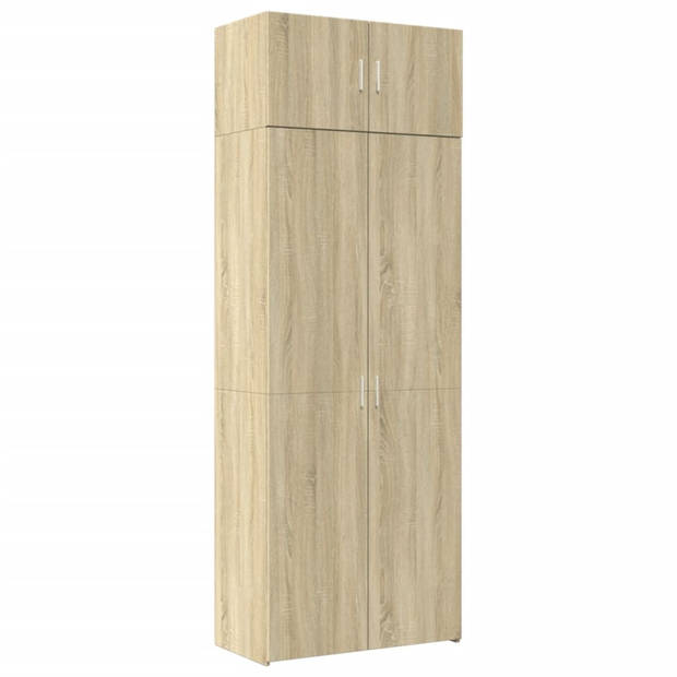 vidaXL Opbergkast 80x42,5x225 cm bewerkt hout sonoma eikenkleurig