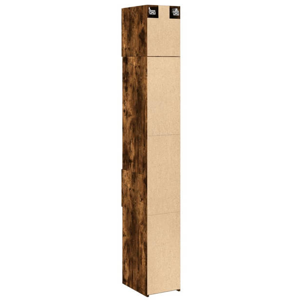 vidaXL Opbergkast smal 30x42,5x225 cm bewerkt hout gerookt eikenkleur