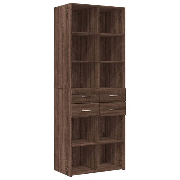 vidaXL Opbergkast 70x42,5x225 cm bewerkt hout bruin eikenkleurig