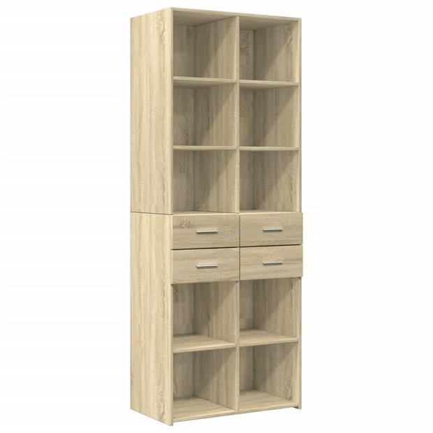 vidaXL Opbergkast 70x42,5x225 cm bewerkt hout sonoma eikenkleurig