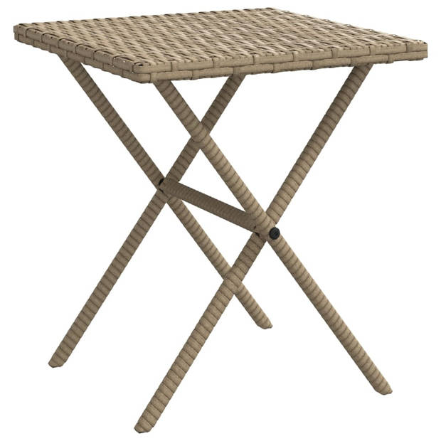 vidaXL Ligstoelen 2 st met tafel poly rattan beige