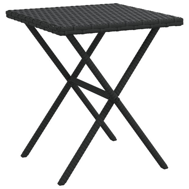 vidaXL Ligbedden 2 st met tafel poly rattan zwart