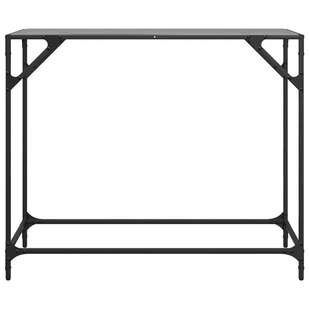 vidaXL Wandtafel met zwart glazen blad 98x35x81 cm staal