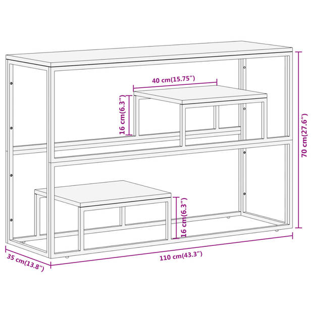 vidaXL Wandtafel roestvrij staal en massief gerecycled hout zilver