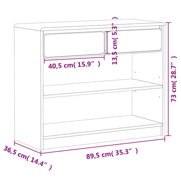 vidaXL Wandtafel SAUDA 89,5x36,5x73 cm massief grenenhout eikenkleurig