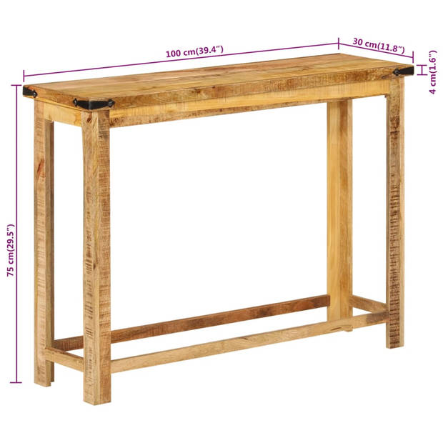 vidaXL Wandtafel 100x30x75 cm massief mangohout