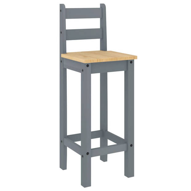 vidaXL Barstoelen 2 st massief grenenhout grijs