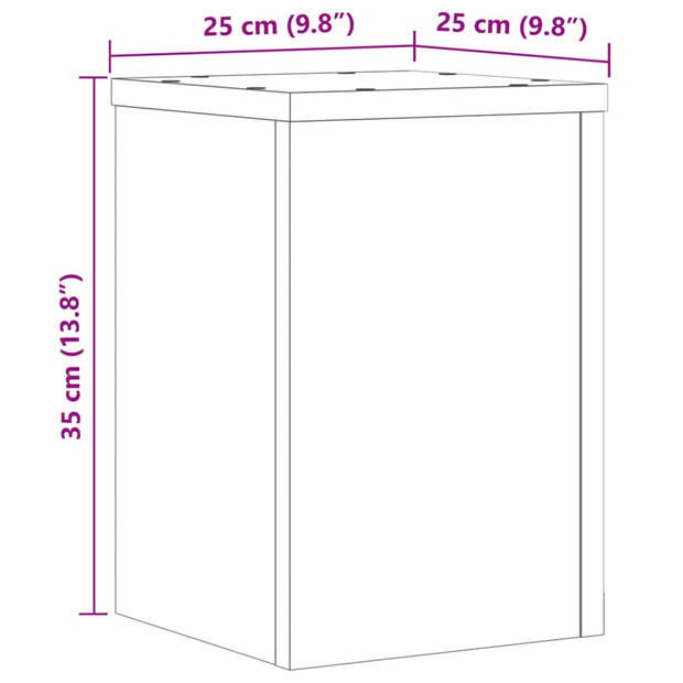 vidaXL Plantenstandaards 2 st 25x25x35 cm bewerkt hout gerookt eiken